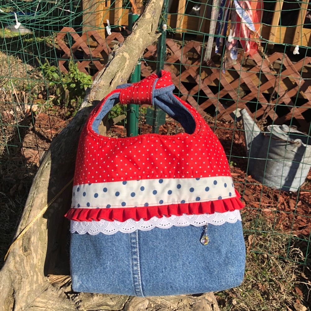 Handmade bucket denim bag